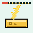 A yellow lightning bolt flashing over a gold Au bar with a red NEWS ticker scrolling above.