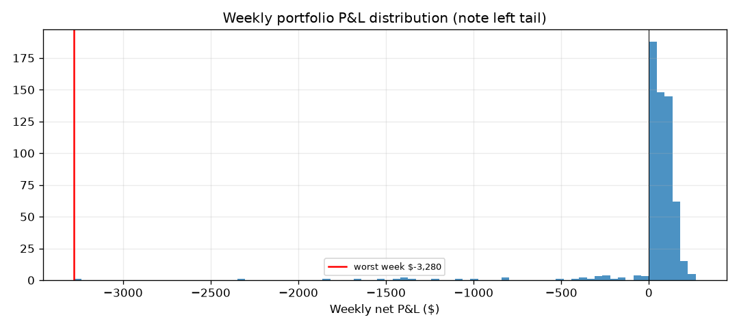 Weekly P&L histogram